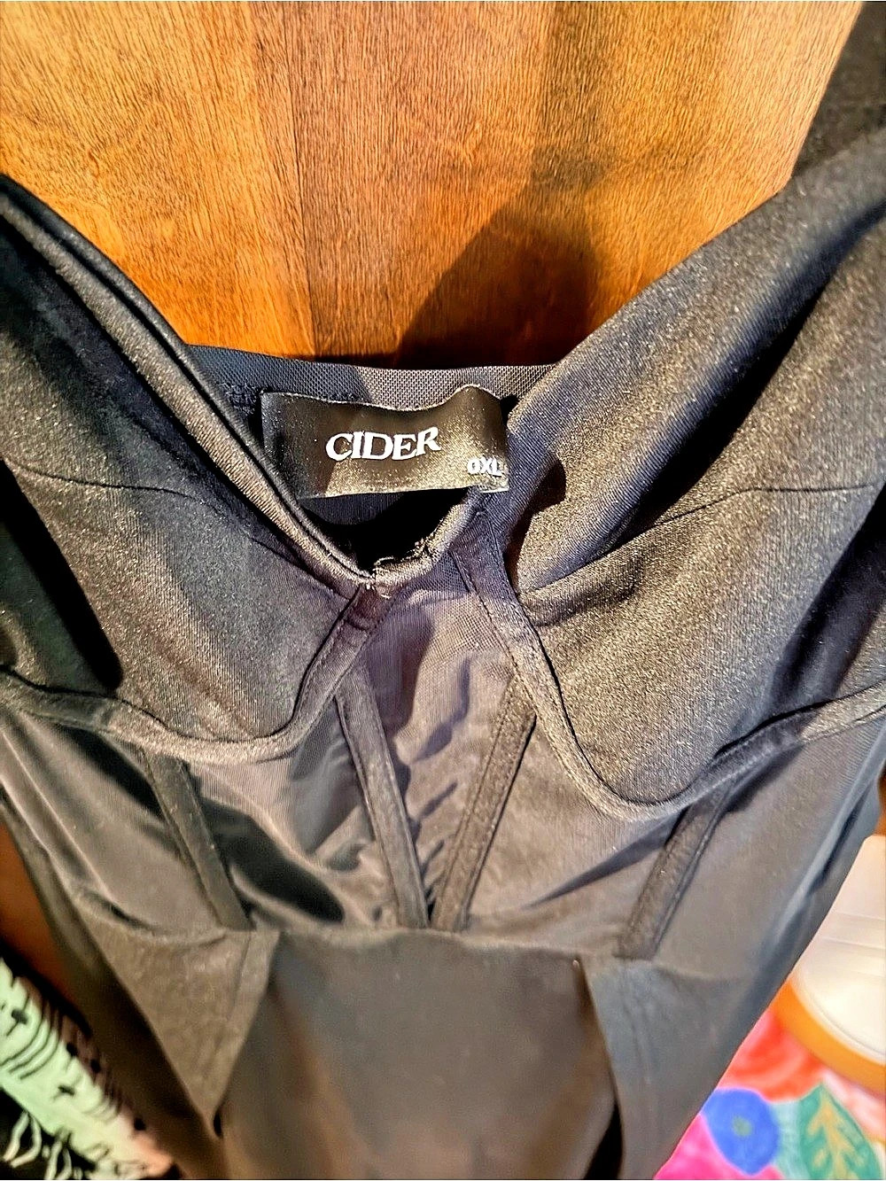 Cider Bowknot Square Neck Corset Split Maxi Dress Black XXL Like New - Picture 2 of 4